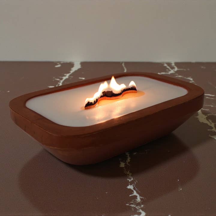 Bougie dans un bol en bois de luxe pour la vente par Agaboo Candle