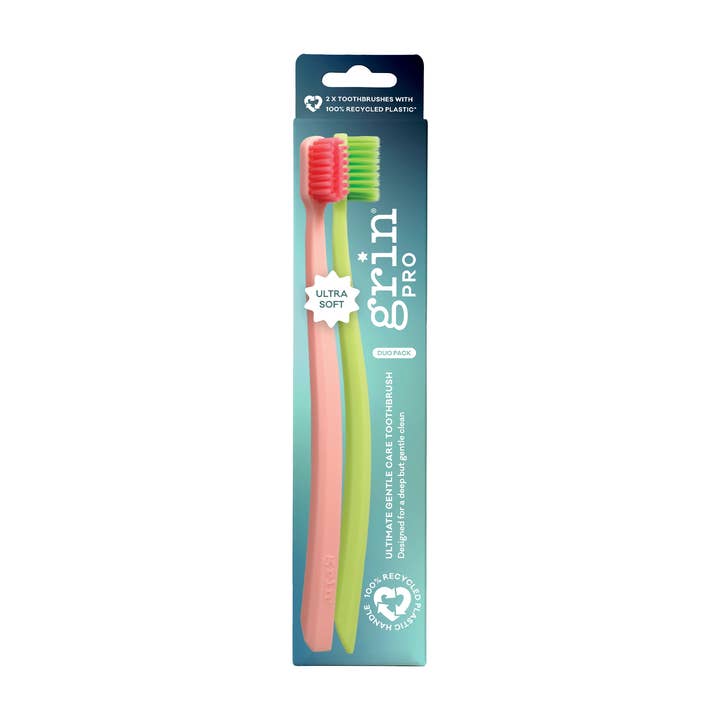 Grin Pro Ultimate Gentle Care Toothbrush Duo for wholesale by Grin Natural Products