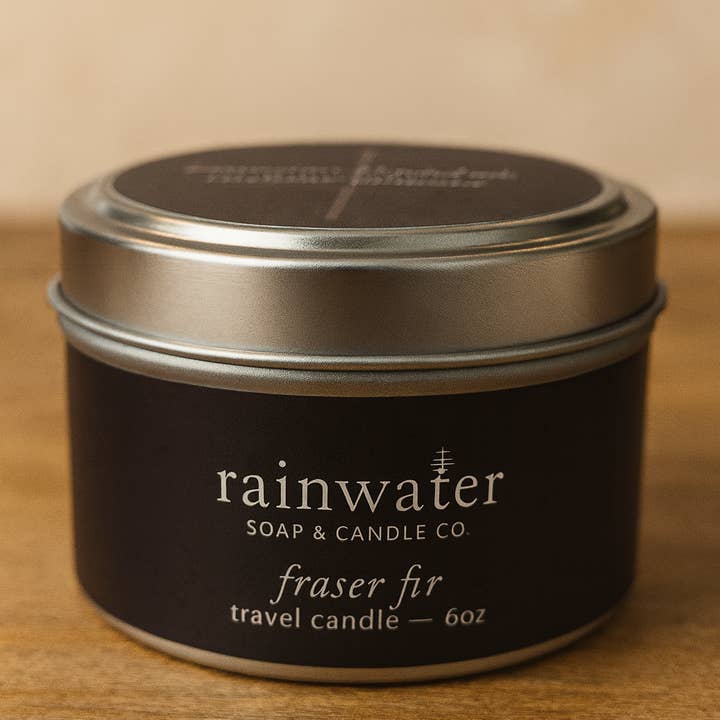 Rainwater Soap and Candle Co - Vente Bougies de voyage - Bougie de voyage en cire de soja au sapin de Fraser0