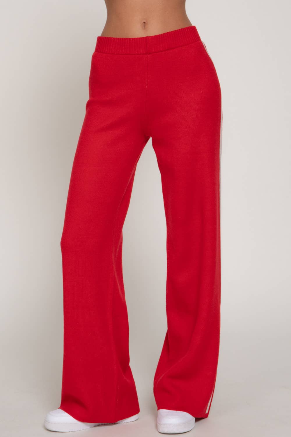 Active Basic | Active USA - Wholesale Pants - Women's - Straight Leg Knit Pants with Contrasting Side Stripes6