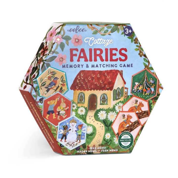eeBoo Cottage Fairies Gedächtnis- und Zuordnungsspiel in sechseckiger Box für den Großhandel von eeBoo