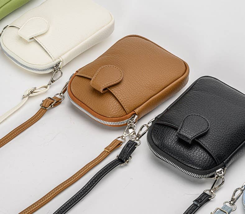 Superbia – wholesale Crossbody bag – Women's – Small Soft Silver Toned Front Pocket Mobile Bag4