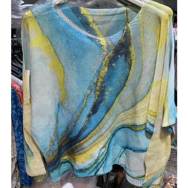 Maglione a maniche lunghe in maglia tonda blu tie-dye C1011 per la vendita all'ingrosso da parte di LOOWIE