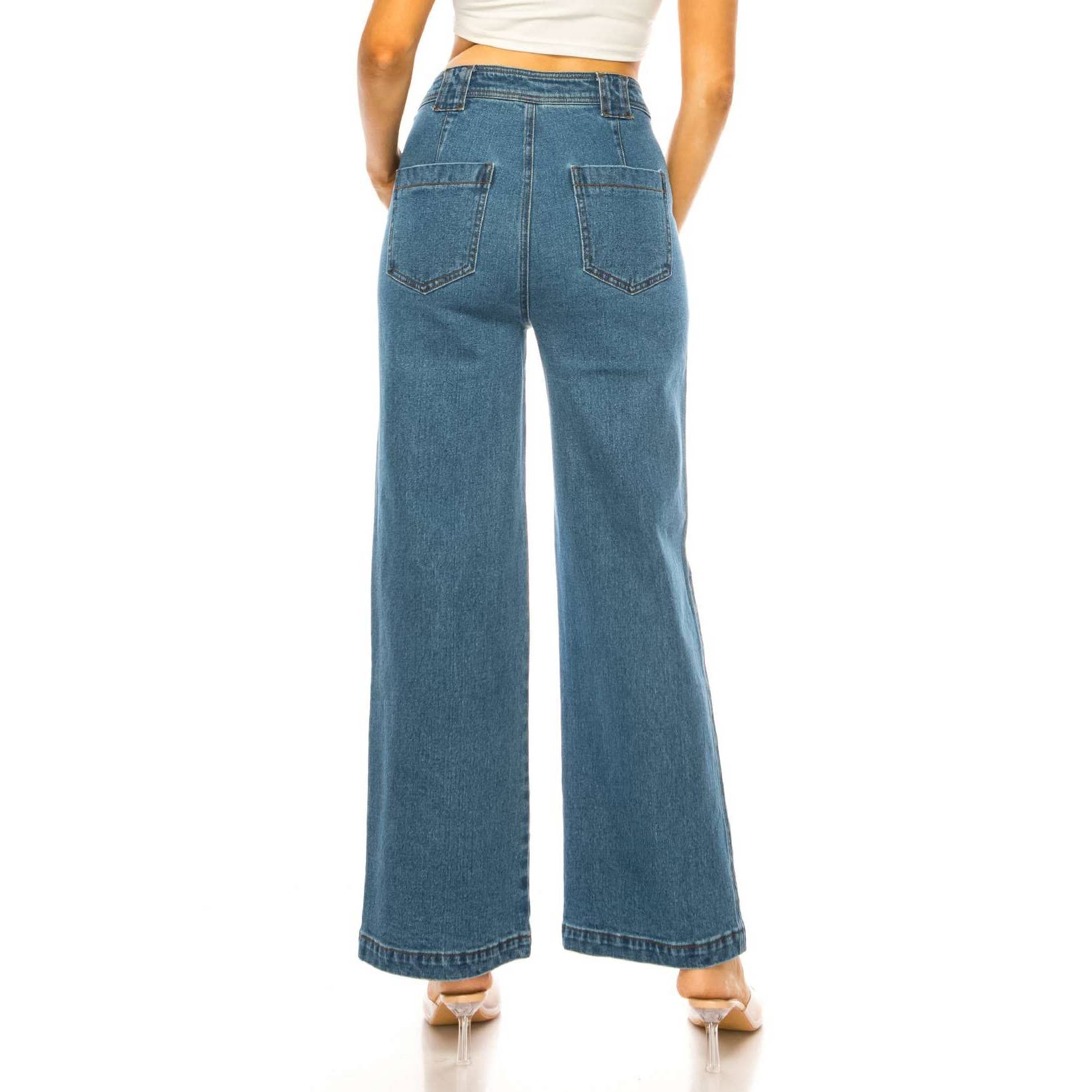 FRONT PORK CHOP POCKET MEDIUM WASH DENIM JEAN PANTS for wholesale on Faire6