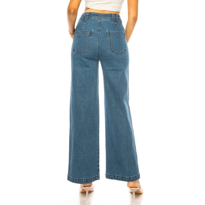 FRONT PORK CHOP POCKET MEDIUM WASH DENIM JEAN PANTS for wholesale on Faire6