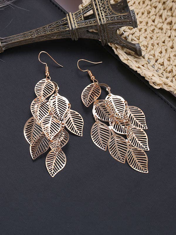 MoodGold - Wholesale Dangle Earrings - Fashion Simple Cutout Leaves Earrings3