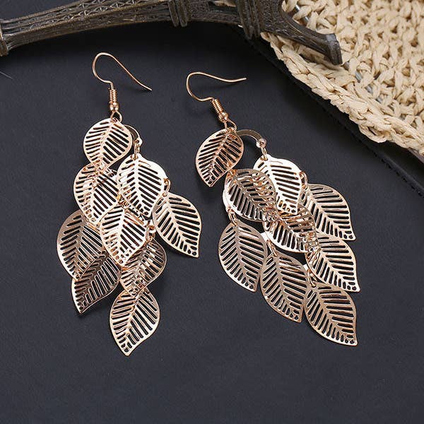 MoodGold - Wholesale Dangle Earrings - Fashion Simple Cutout Leaves Earrings3