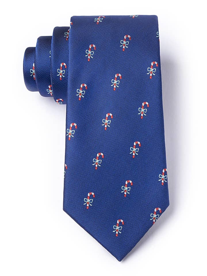Candy Canes Tie by Wild Ties - Navy Blue Microfiber for wholesale by Wild Ties