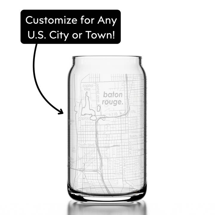 CUSTOM ETCHED - U.S. City / Town Map - Can Glass - 16 oz and other Purchase Wholesale custom beer glass. Free Returns & Net 60 Terms on Faire trending on Faire.