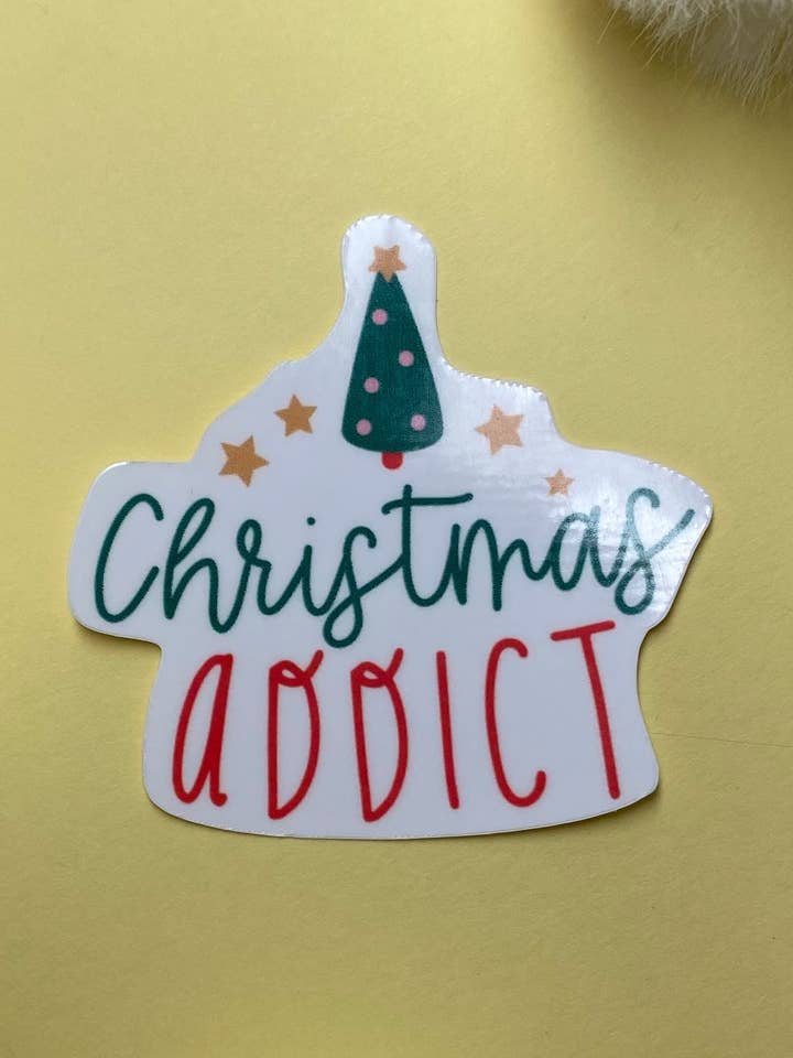 Christmas Addict Sticker for wholesale by Hannah Elise Co