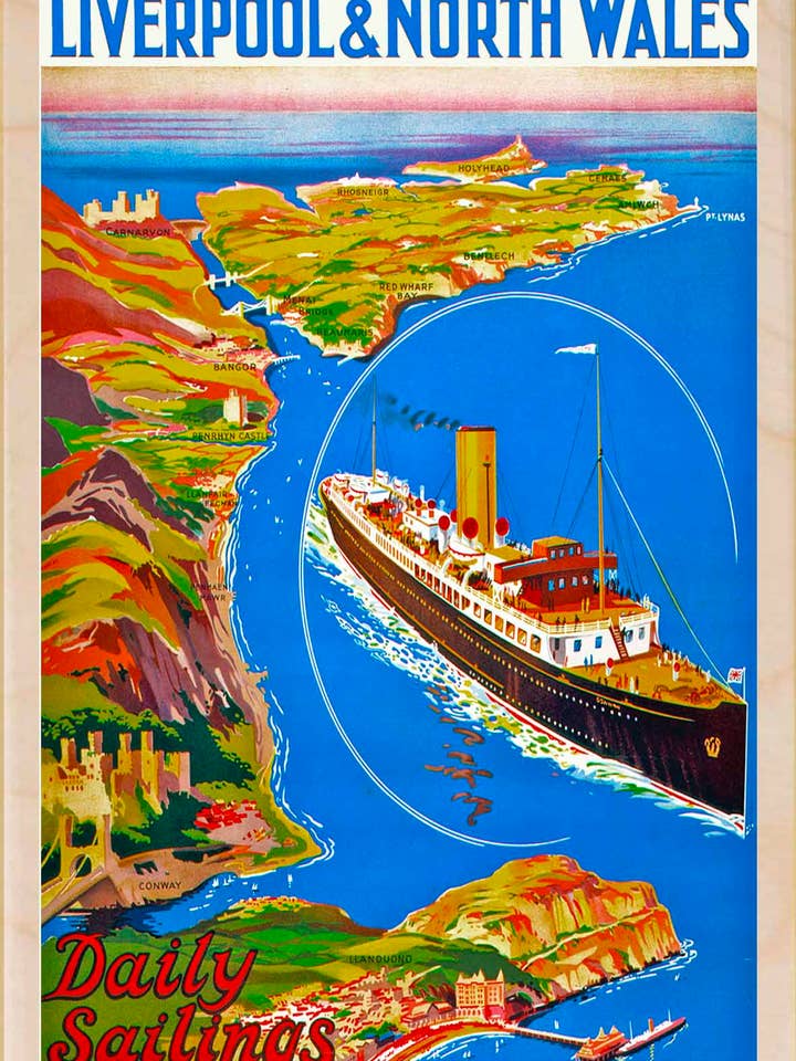 Liverpool e Galles del Nord - Carte e magneti ecologici per la vendita all'ingrosso da parte di THE WOODEN POSTCARD COMPANY