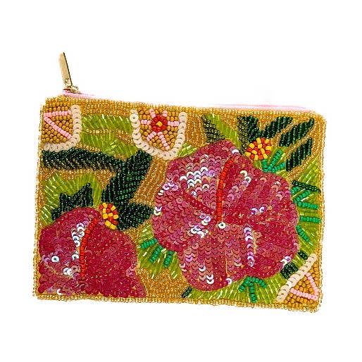 Porte-monnaie à perles à thème floral pour dames pour la vente par Nima Accessories Inc