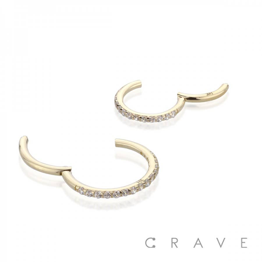 CRAVE - Wholesale Single Stone/Solitaire Ring - 14K GOLD SIDE GEM PAVED FRONT-HINGED SEGMENT RING3