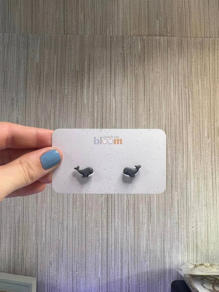Whale Polymer Clay Stud Earrings | Handmade | Ocean | Beach for wholesale by Watch Me Bloom