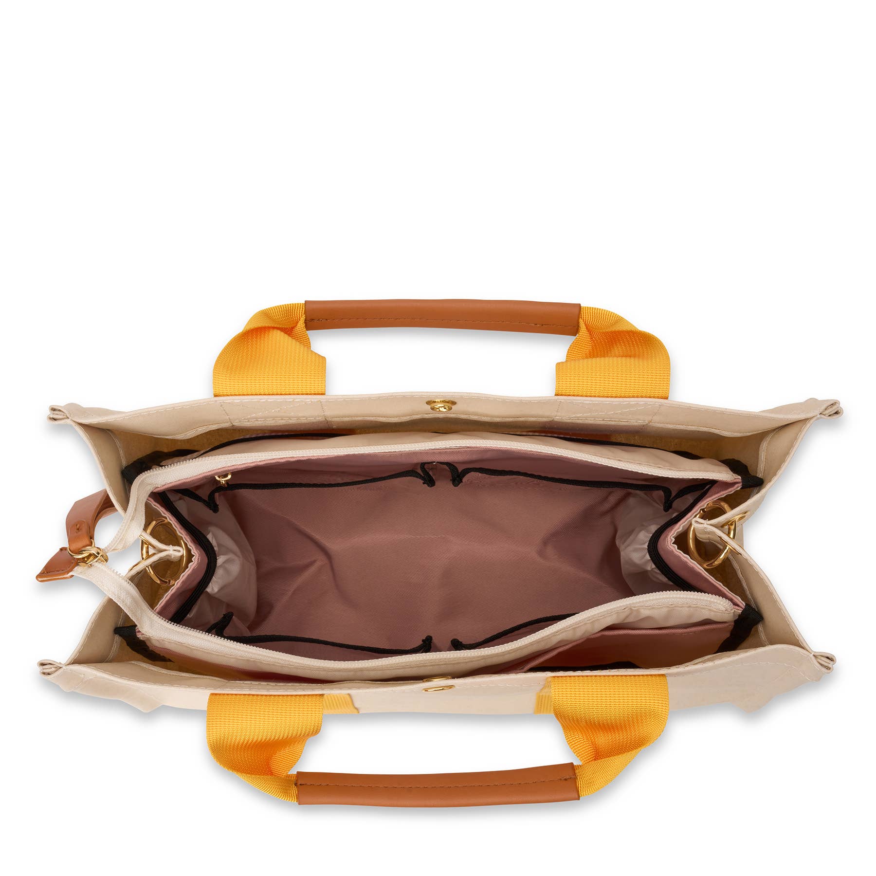 Boulevard - Wholesale Tote Bag - Women's - "Kylie" Yellow Nylon Tote with Leather Accents2