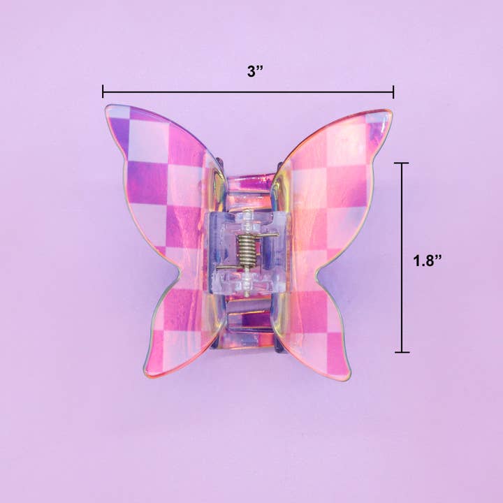 Frog Sac - Vente Pince à cheveux – femme - Pince à cheveux papillon à carreaux irisé moyen16