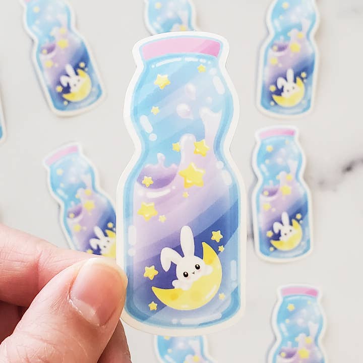 Moon Bunny Star Drink Sticker | Galaxy Moon Rabbit Drink for wholesale by Muijistudio