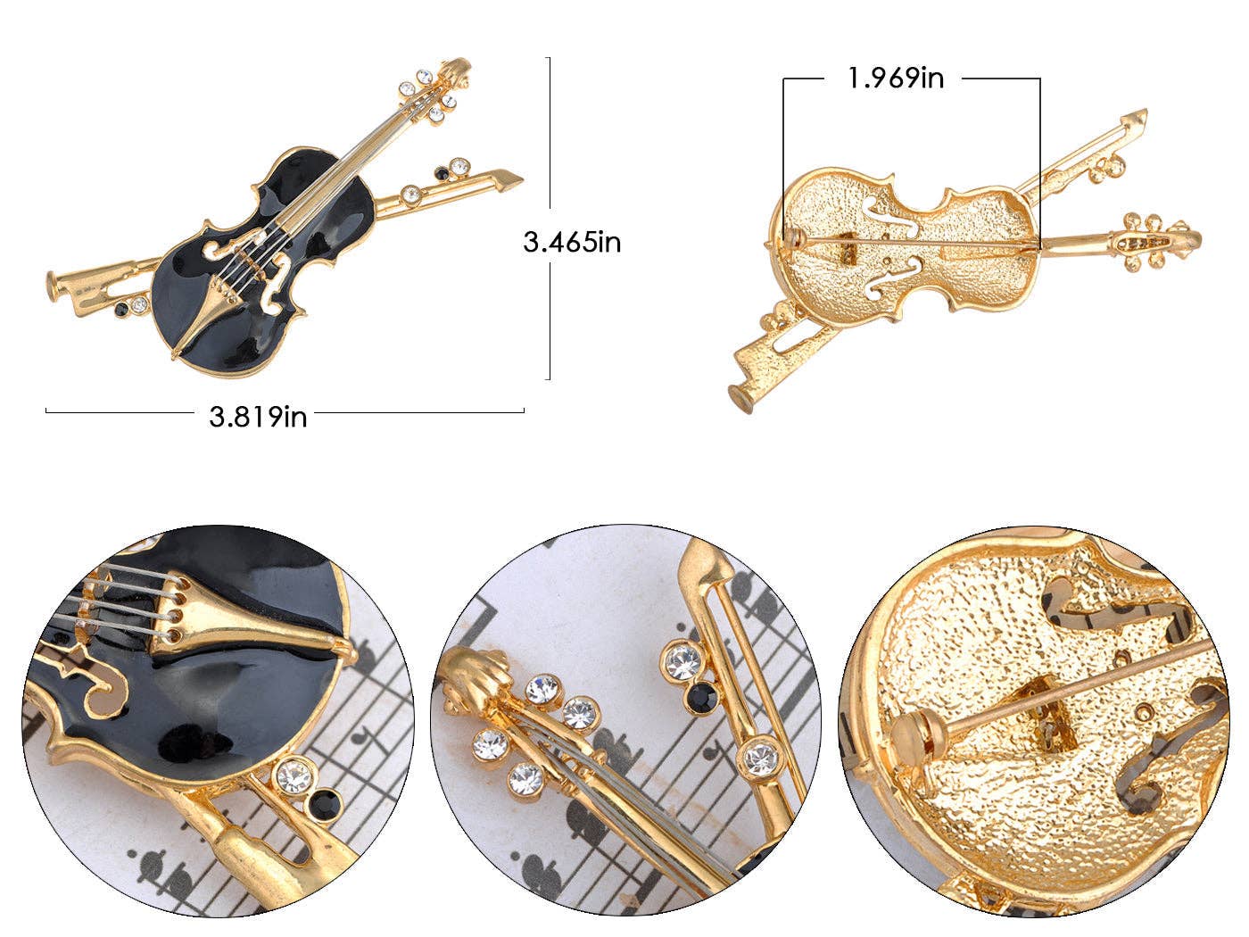 AK Brand - Wholesale Brooch - Violin Brooch Pin Enamel Bow Cello Fiddle Music Instrument5