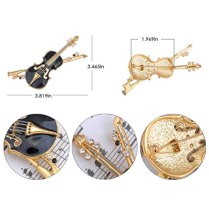AK Brand - Wholesale Brooch - Violin Brooch Pin Enamel Bow Cello Fiddle Music Instrument5