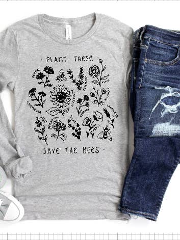 Tron Tron Graphic Wear - Wholesale Screen Printed T-Shirt - Women's - Save the Bees Long Sleeve Tee #54