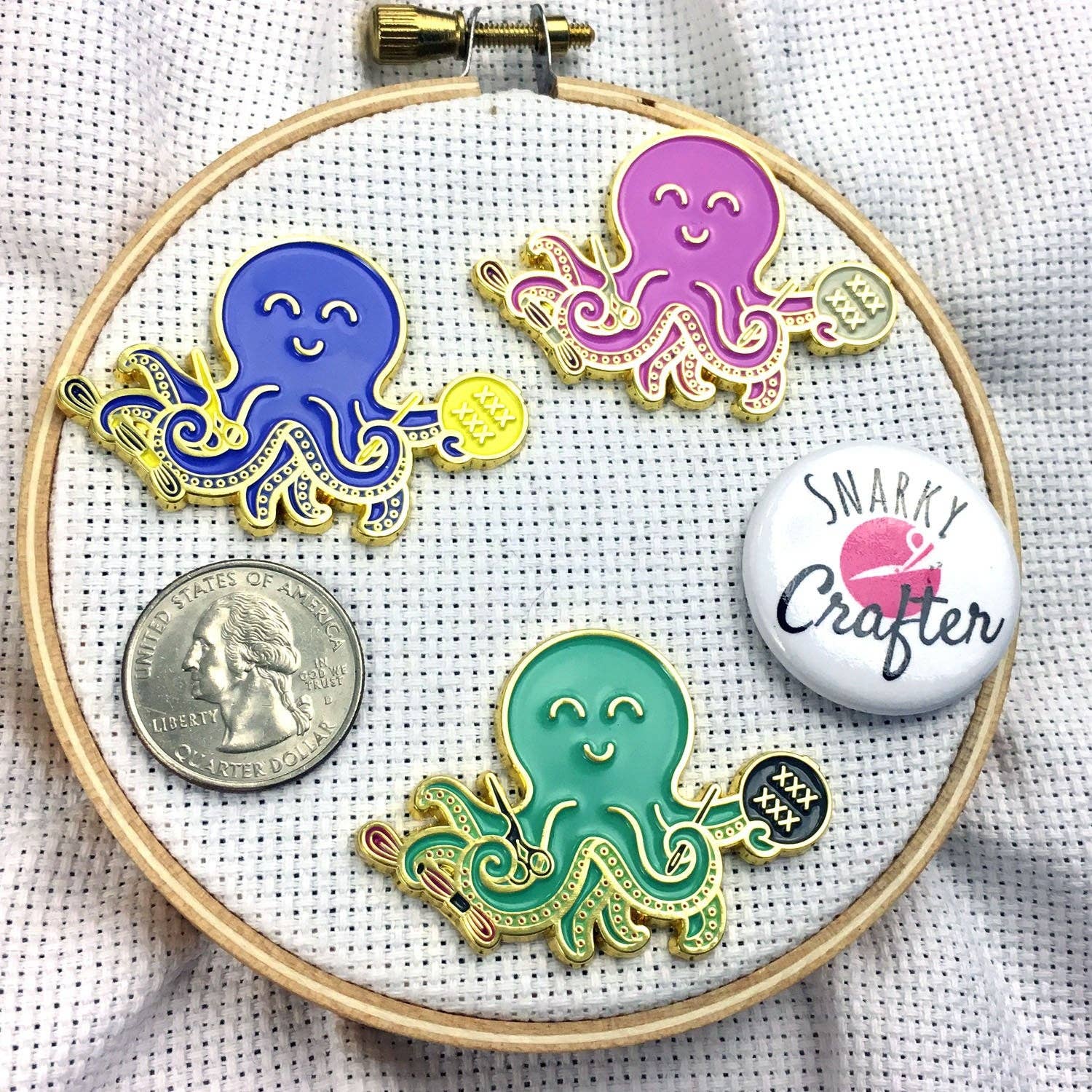 Snarky Crafter Designs - Wholesale Embroidery/Cross Stitch Supplies - Stitching Octopus Magnetic Enamel Needle Minder9
