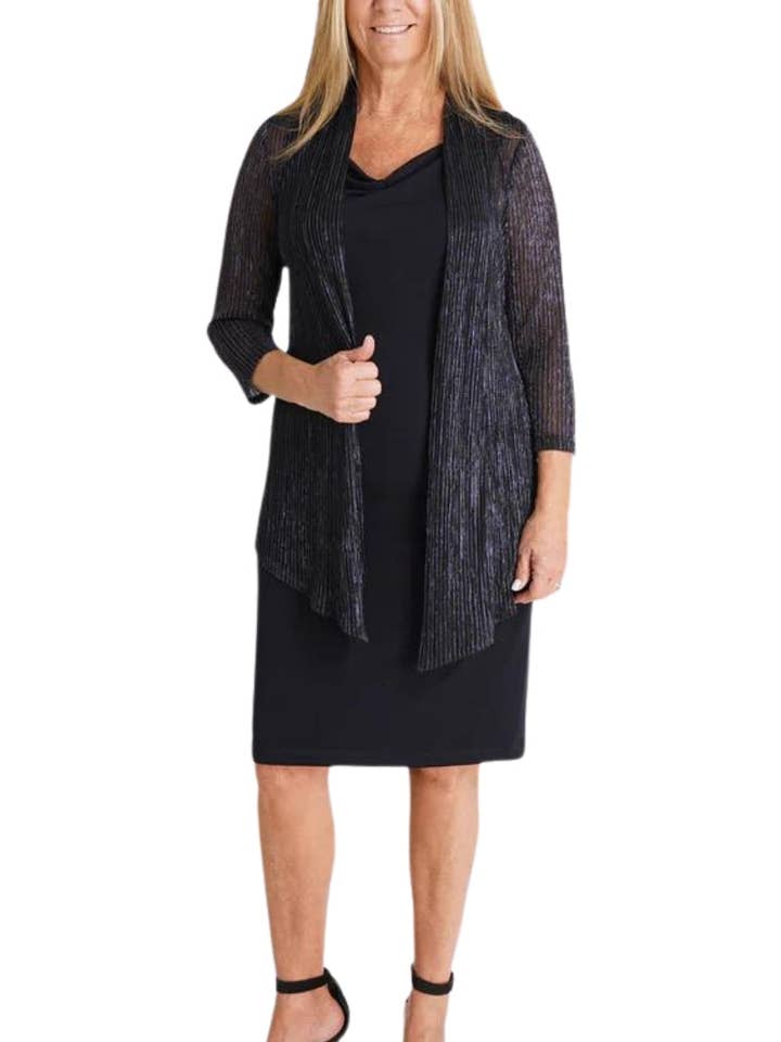 Vestido de bainha com mangas três quartos em cardigã metálico Connected Apparel por atacado de Immediate Apparel