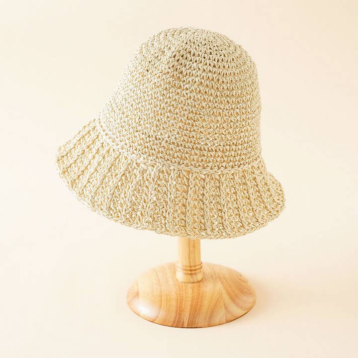 ACCITY - Wholesale Bucket Hat - Women's - PASTORAL STYLE BEACH STRAW BUCKET HAT_CWAH14167
