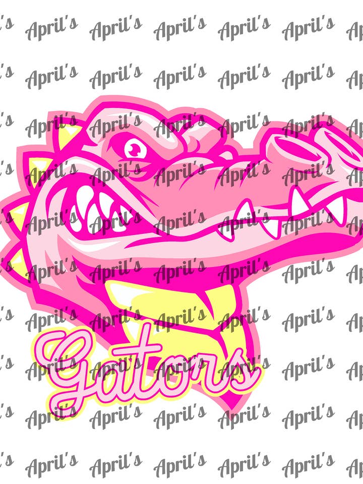 Mascotte Gators rose et jaune transfert DTF pour la vente par Signs By Aprils LLC