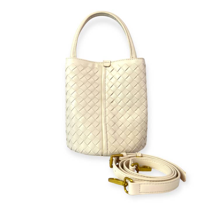Beige woven bag for wholesale by A Touch of Style LLC