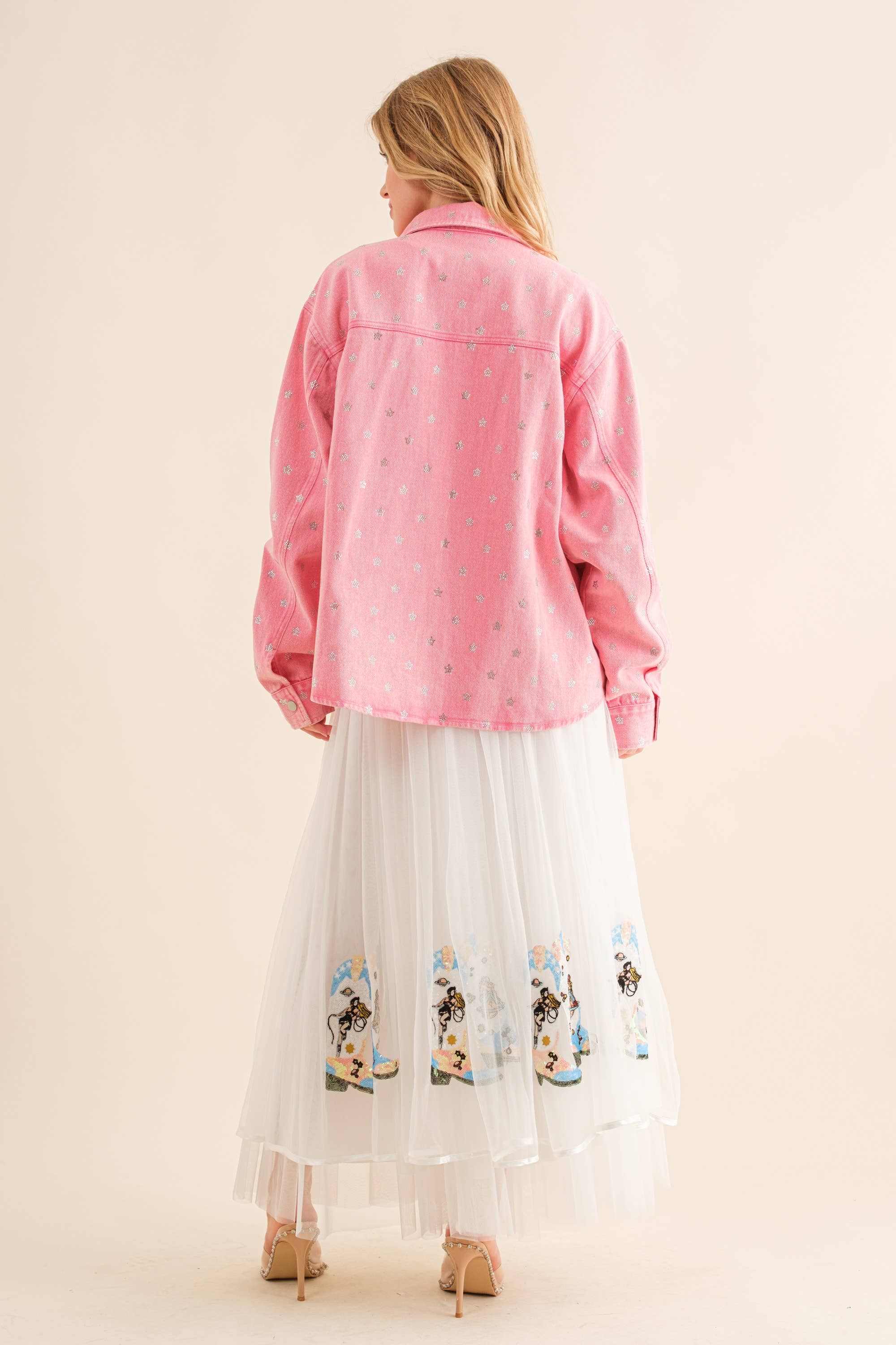 Blue B - Vente Veste en jean – femme - 22591J - Veste en jean surdimensionnée à boutons-pression Micro Star6