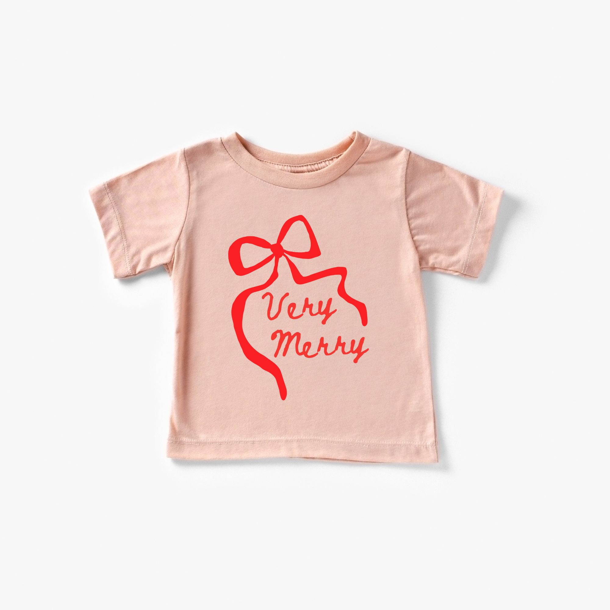 Benny & Ray Apparel - Wholesale Screen Printed T-Shirt - Kids - Very Merry Santa Claus Merry and Bright Bow Christmas Shirt 3