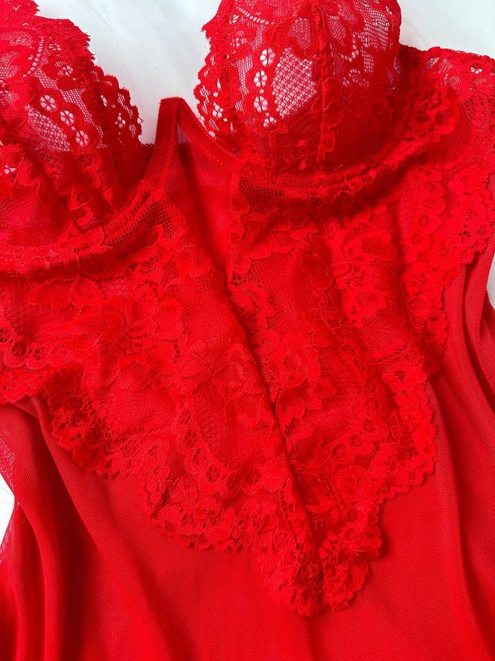 Sweetkama - Wholesale Chemise - Women's - Hollow Mesh Perspective Lace Chemise HF-4166