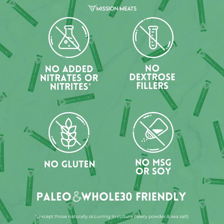 Mission Meats - Wholesale Jerky - Mission Meats Grass Fed Beef Sticks, Original (144 Sticks)