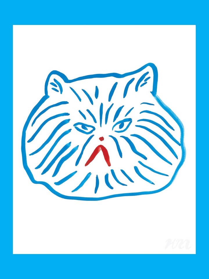 Impressão de Cabeça de Gato Azul por atacado de Kristina Micotti