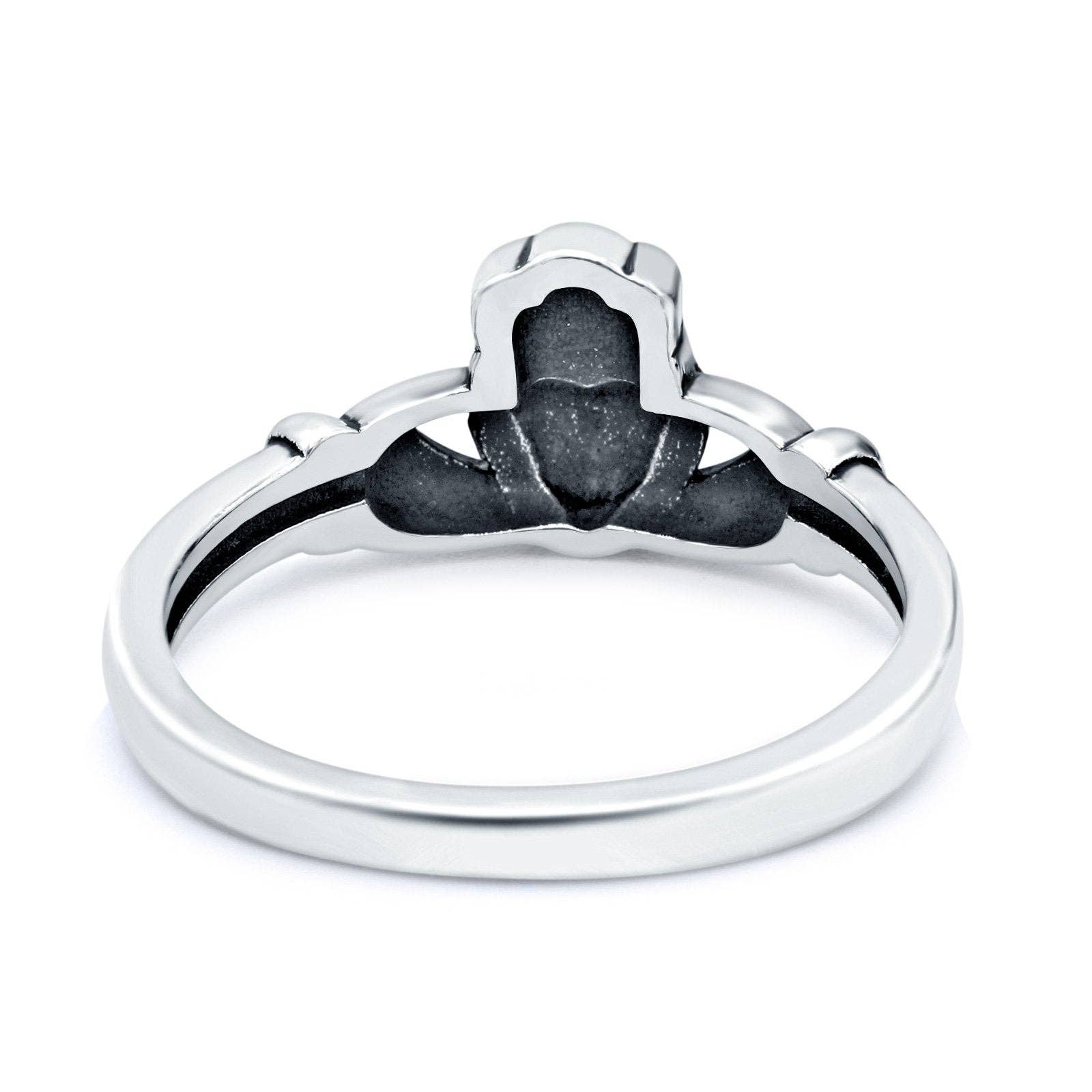 Sterling Silver Heart Celtic Oxidized Claddagh Promise Ring for wholesale on Faire2