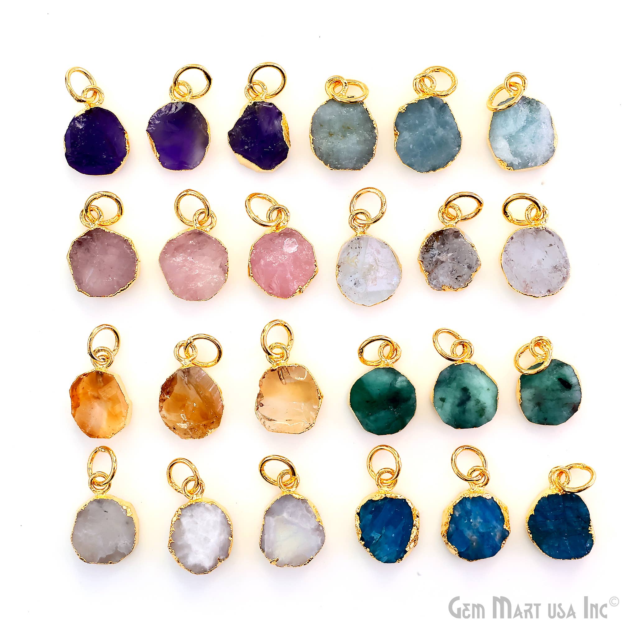 GemMartUSA - Wholesale Pendant/Charm Necklace - Rough Gemstone 16x10mm Gold Electroplated Single Bail Charm39