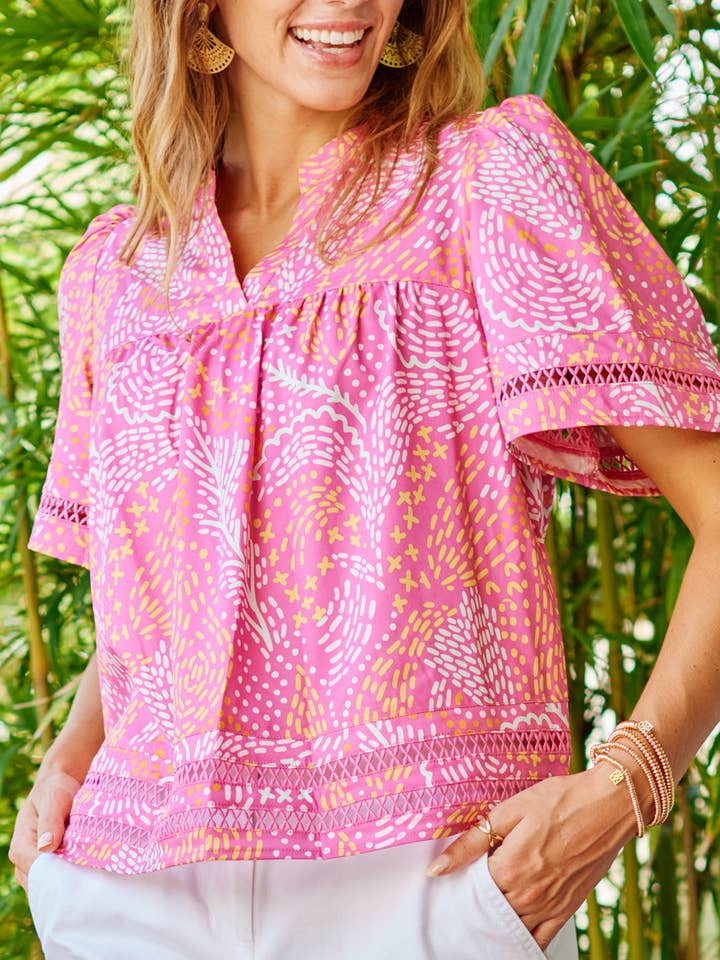 Mary Square – wholesale Tops set – Women's – Jasmine Top | Mango Mosaic Pink