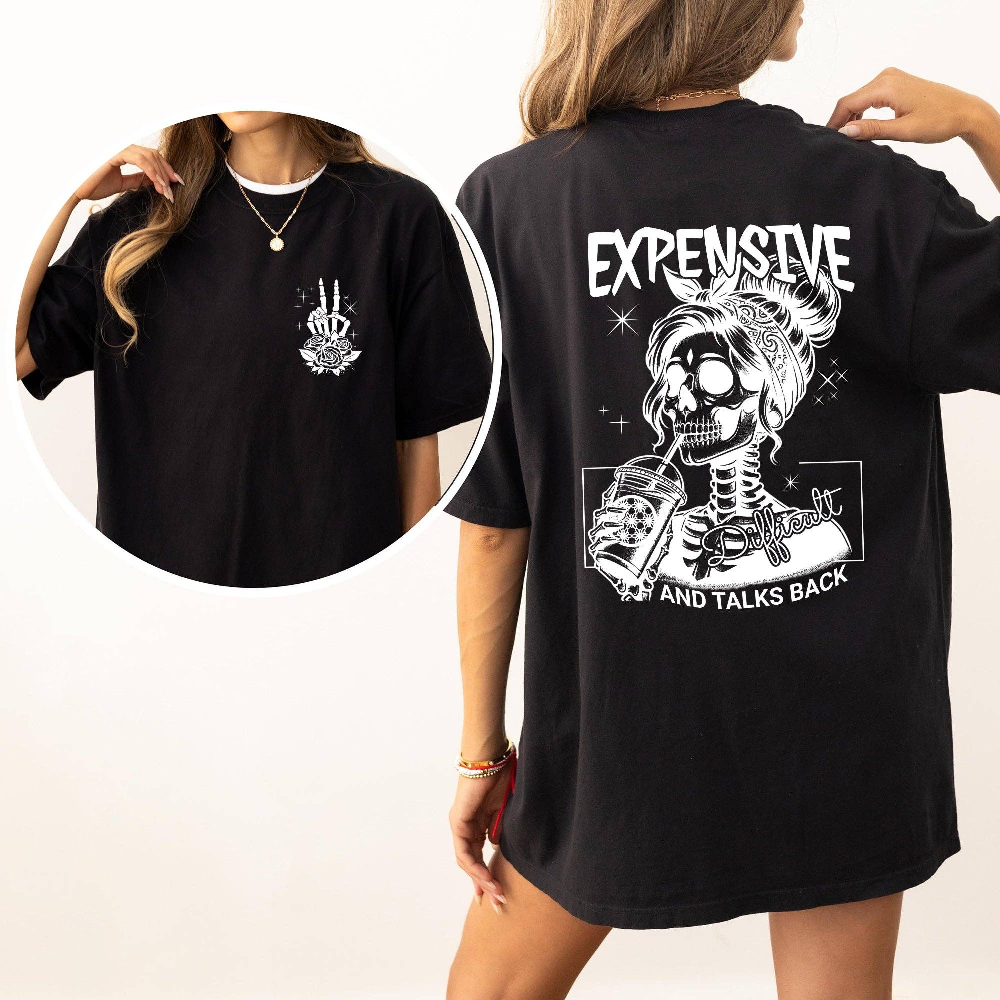 Refinery Number One LLC – Engroshandel Tunika - Dame – Dyrt, Svært, Taler tilbage, Vilde Kvinde, Mor, Skelet, Retro, Komfortfarvet T-shirt0