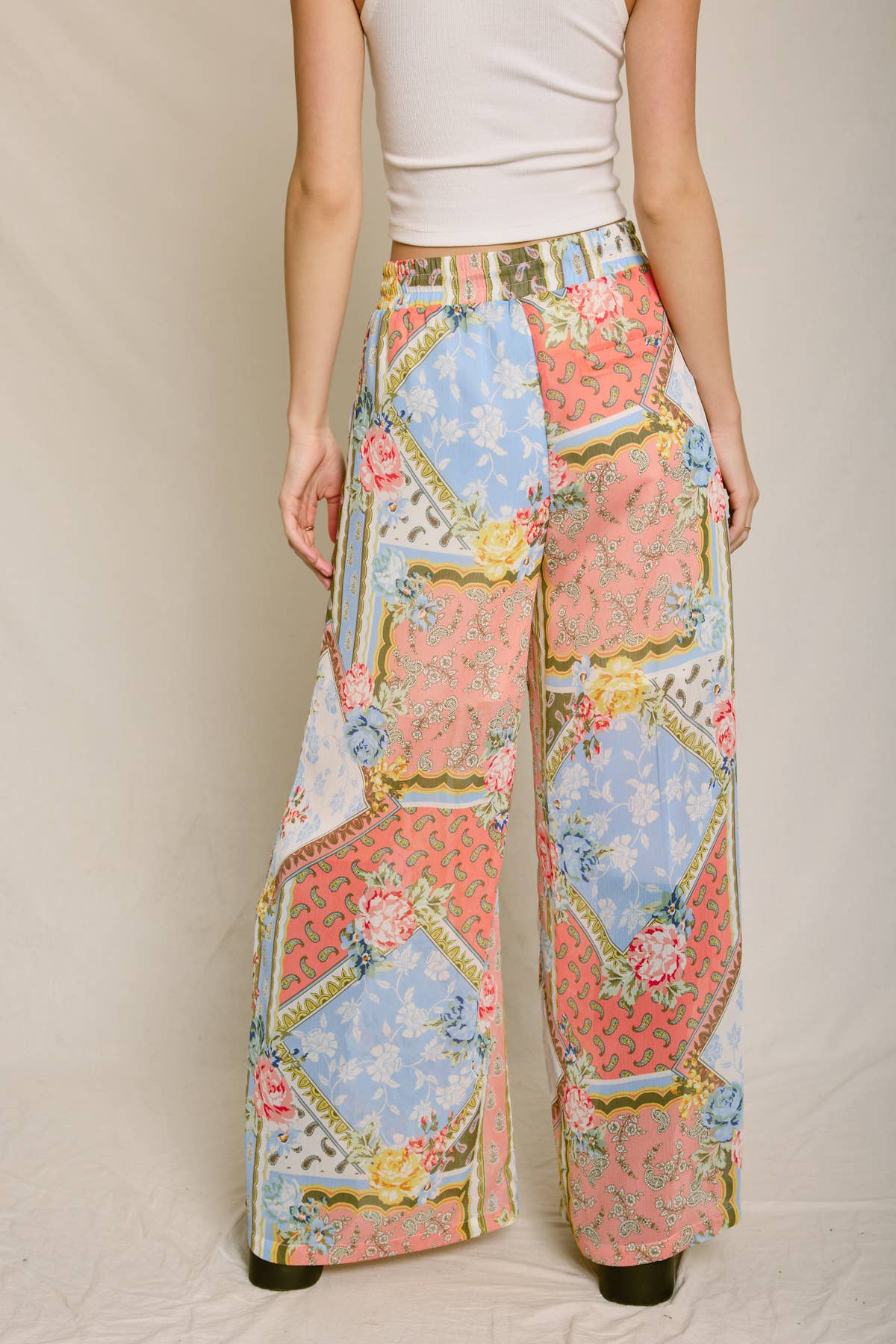 BEL AIR ROSE Sunset Symphony Wide Leg Pull On Pants (1) for wholesale on Faire2