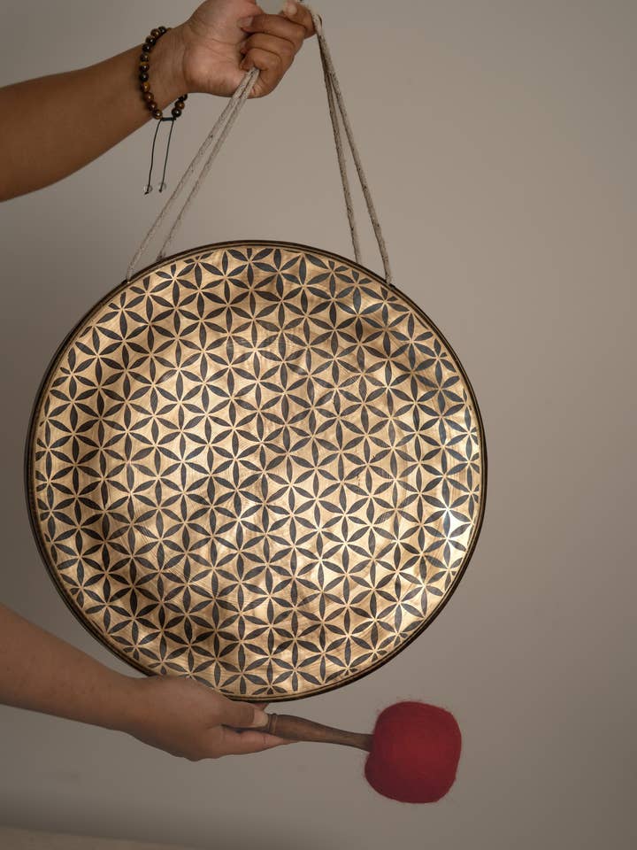 Flower of Life Gong – A Symbol of Sacred Harmony for wholesale by Himalayas Shop