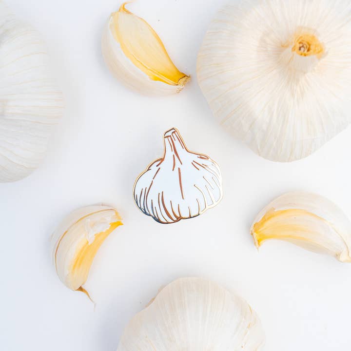 Garlic Enamel Pin for wholesale by Sherry's Palette
