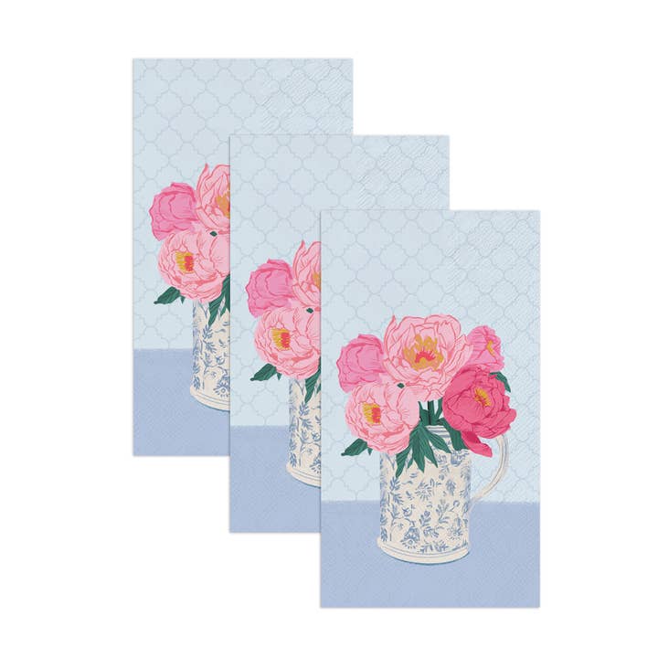 Studio Oh! - Wholesale Disposable Napkin - Bouquet on Blue Guest Towel Set1