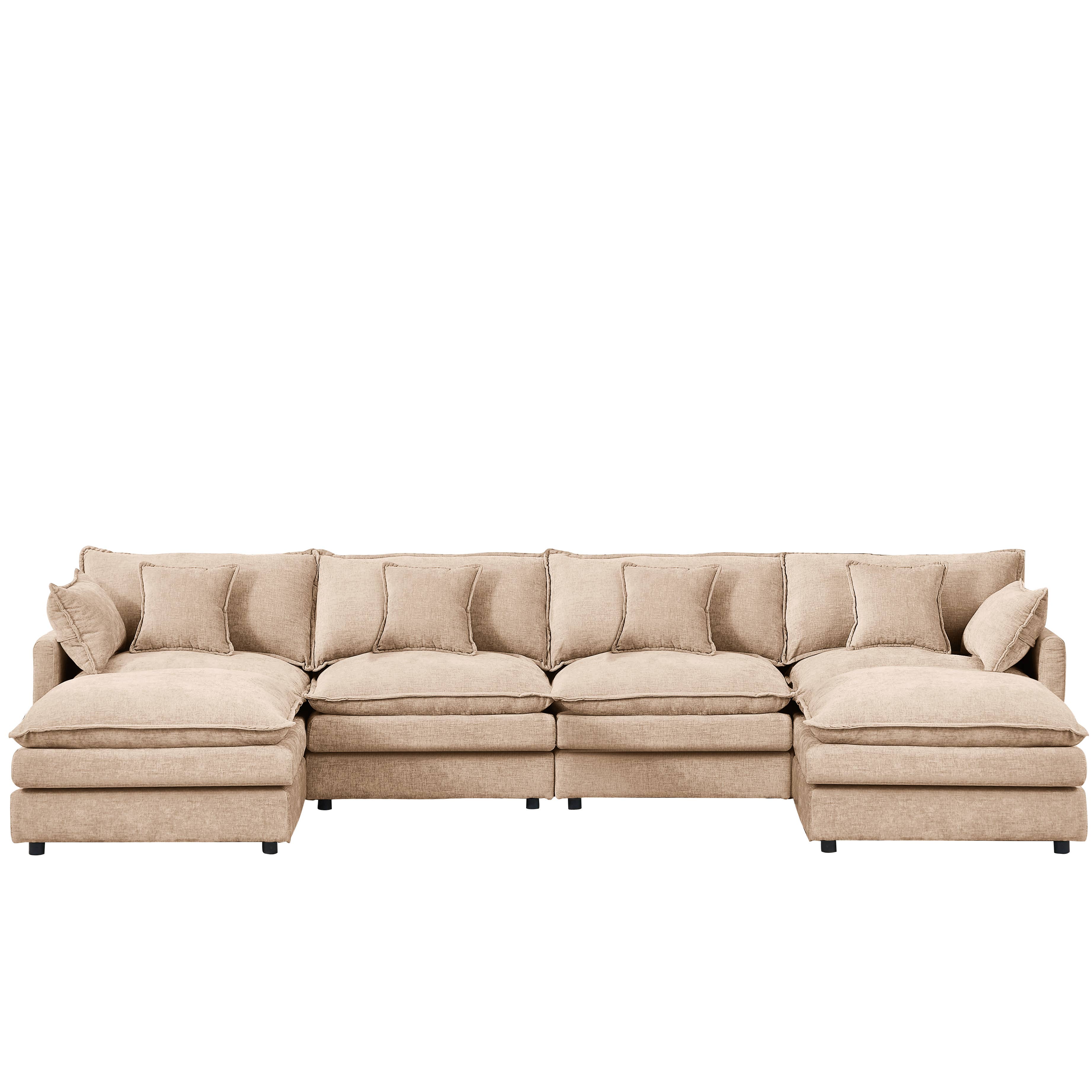 39F Inc. - Wholesale Sofa - Lunara 130" U-Shaped Sectional Sofa w 2 Ottomans,7 Colors2