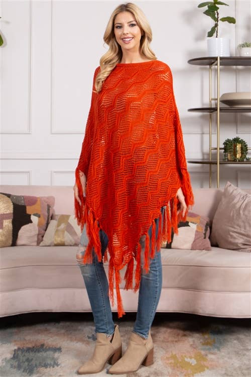 MYS Wholesale Inc - Wholesale Poncho - Women's - Knitted Net Wave Pattern Fringe Tassel Poncho28