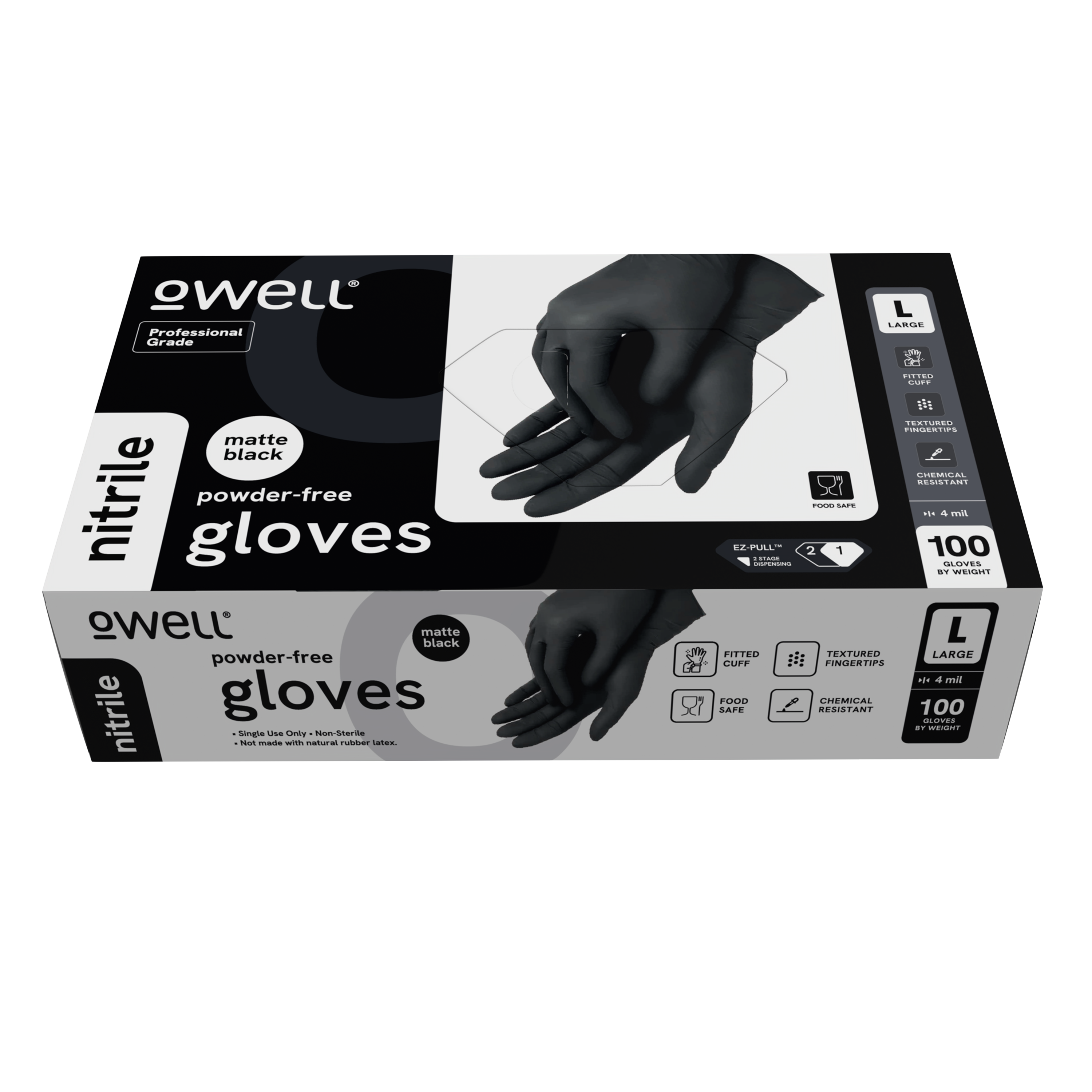 OWELL LLC - Wholesale Cleaning Gloves - OWELL Pro Grade 4mil Black Nitrile Gloves (10 - 100 Count)8