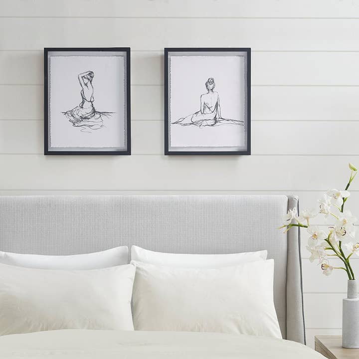 Olliix - Wholesale Gallery Wall Set - Feminine Figure Sketch Wall Decor Framed Art 2-PIece Set1
