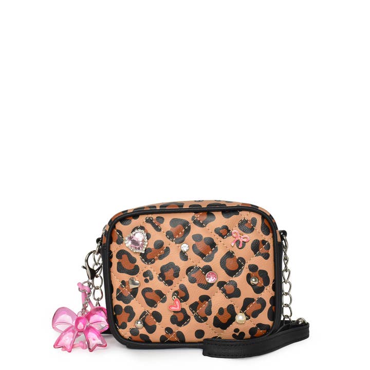 Leopard Printed Crossbody Bag With Charm for wholesale by OMG Accessories