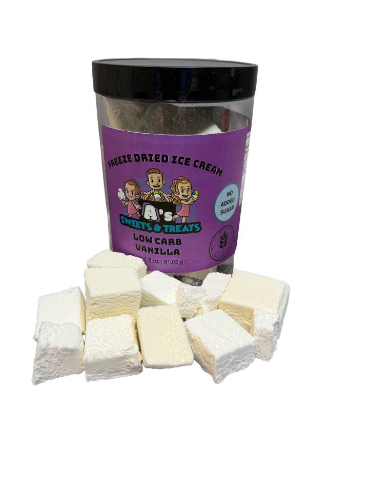 Kohlenhydratarme Vanilleeiscreme für den Großhandel von A’s Sweets & Treats Freeze Dried Candy