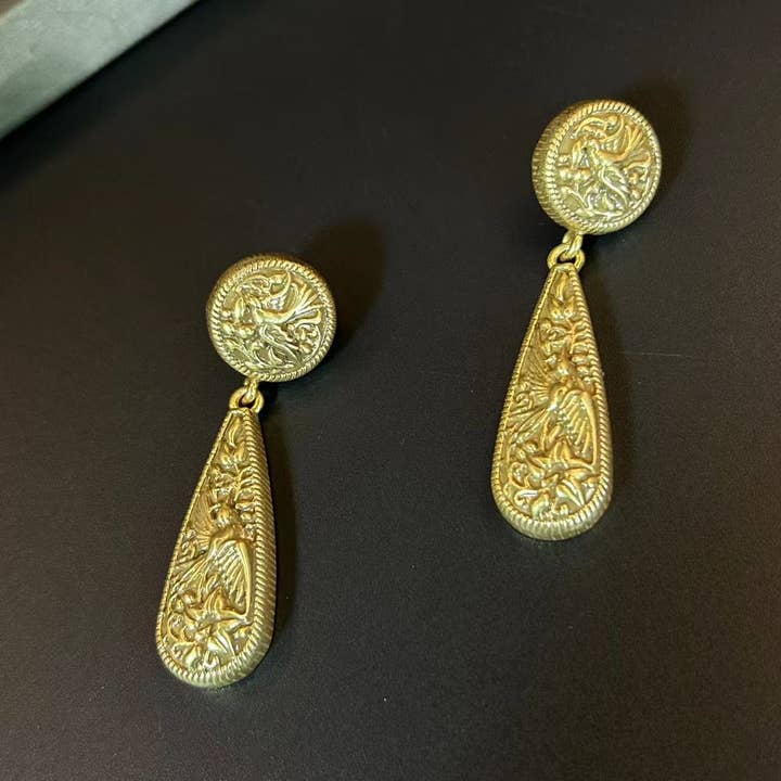 Revelari - Wholesale Dangle Earrings - Vintage Gold Phoenix Drop Earrings