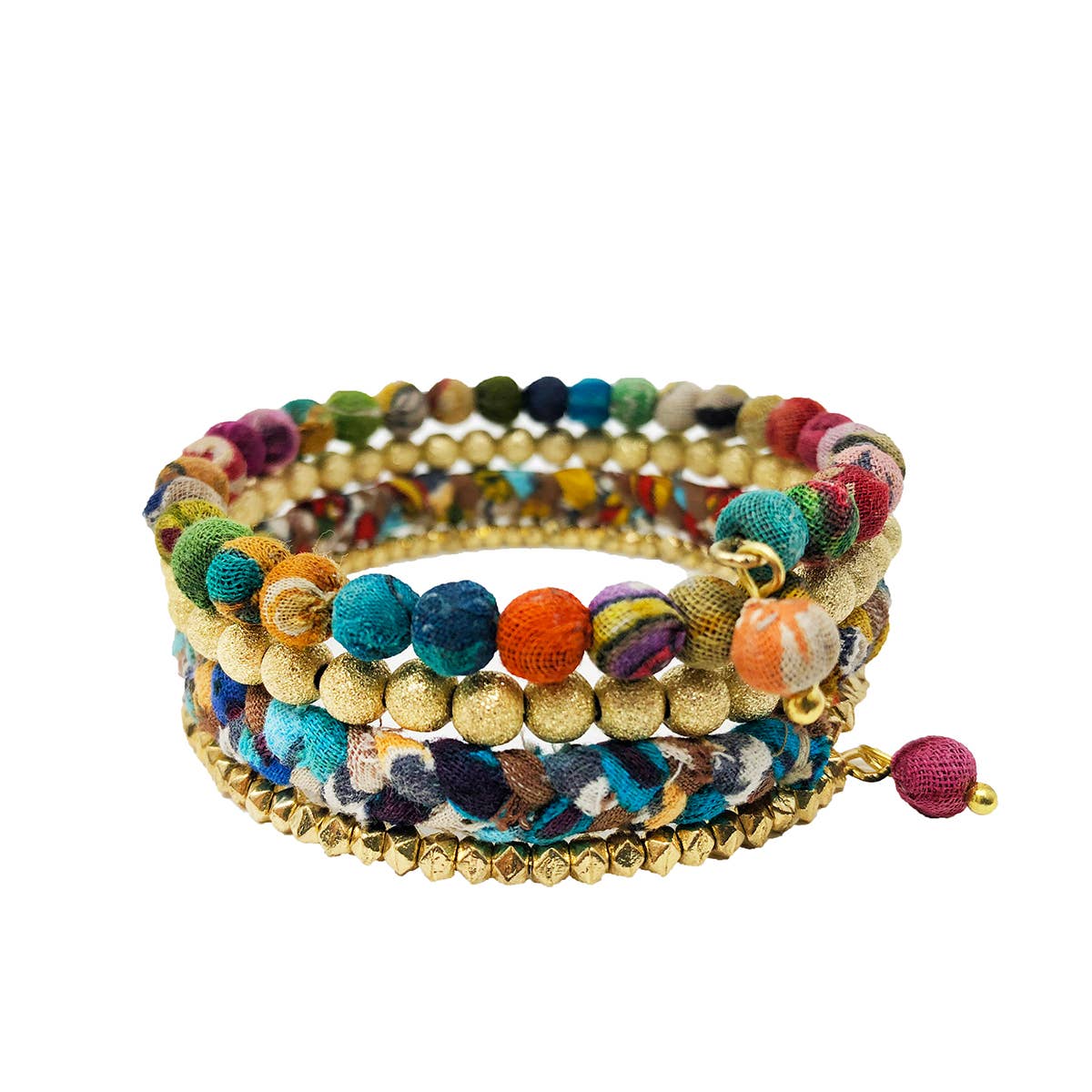 WorldFinds - Wholesale Beaded Bracelet - Glimmer Kantha Spiral3